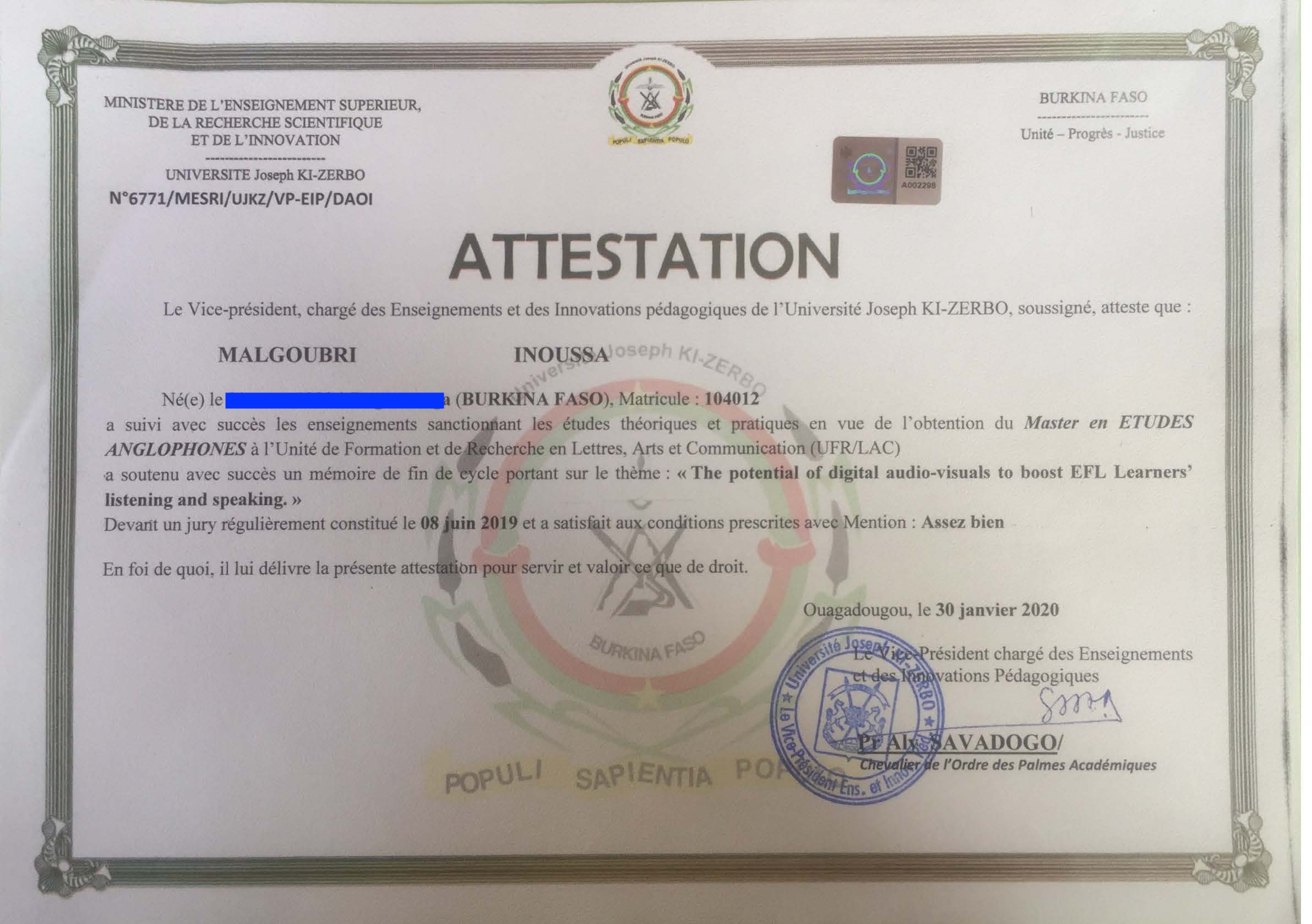 Masters Degree